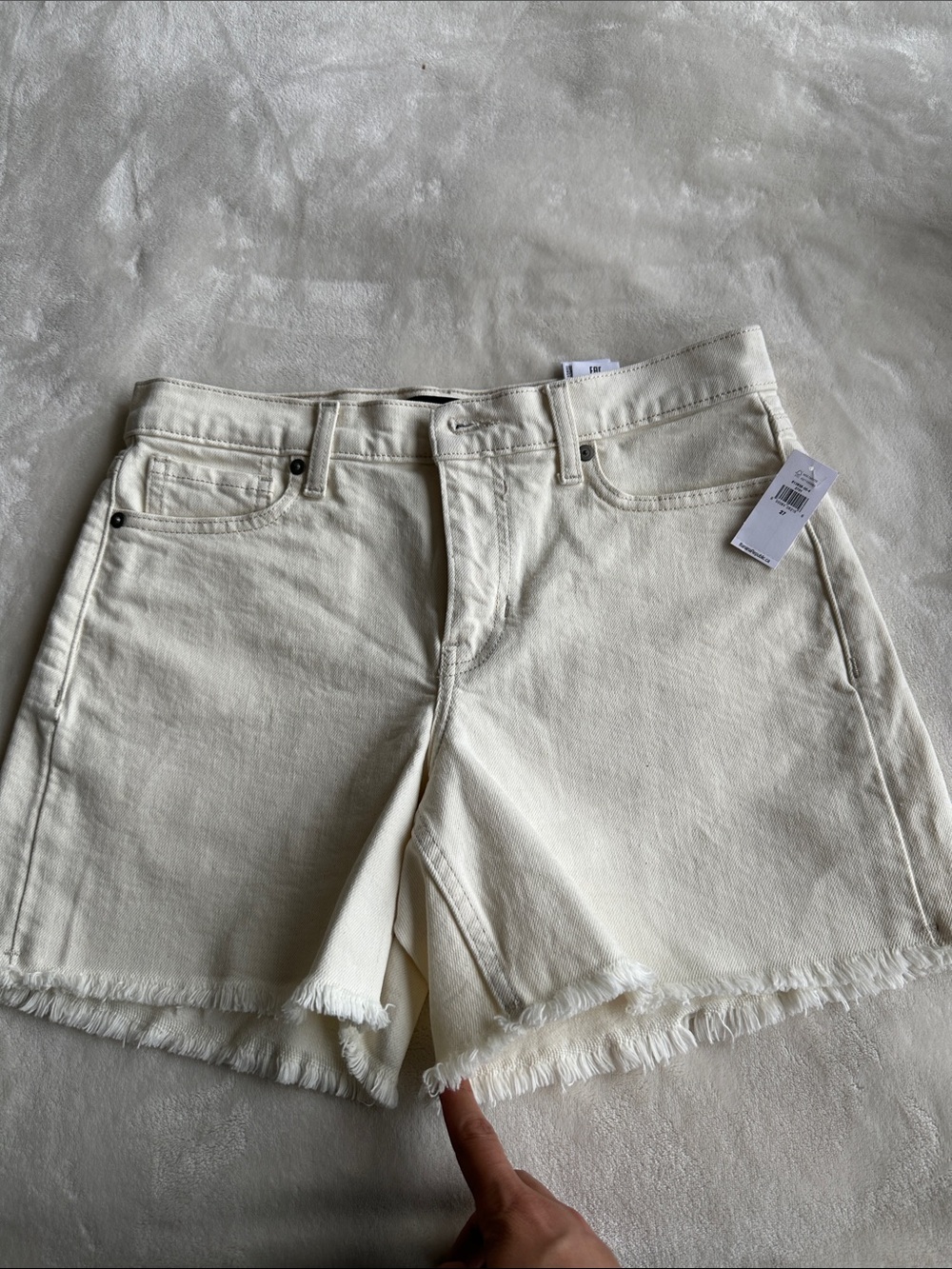 Banana Republic Cream Raw Hem Denim Shorts